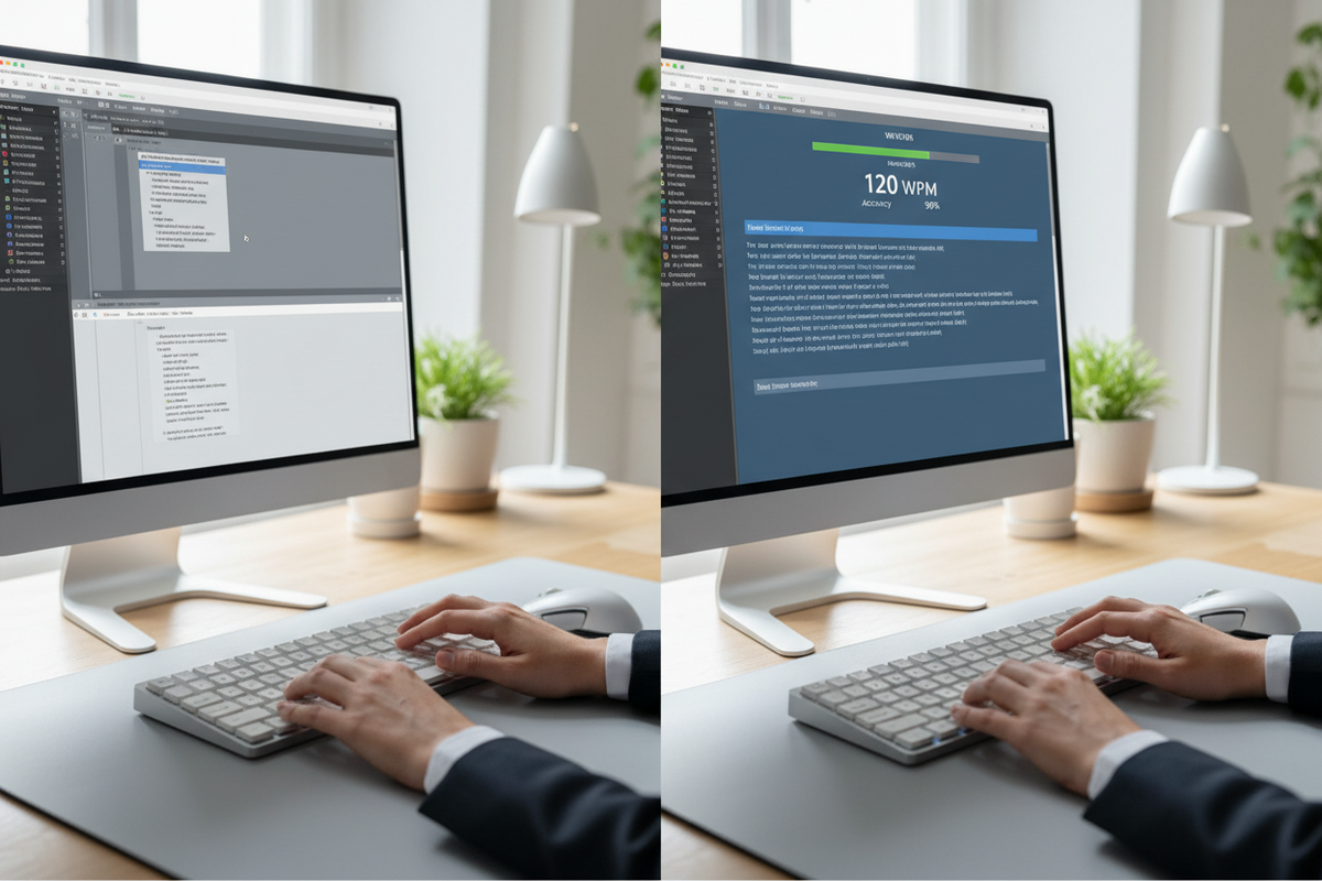 Virtual assistant improving typing speed and copy-paste skills on a computer