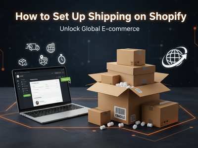 Shipping boxes and laptop showing Shopify shipping setup for beginners