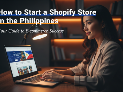Filipino entrepreneur working on laptop setting up a Shopify store in the Philippines