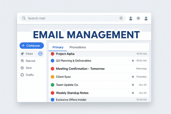 A virtual assistant managing emails efficiently on a laptop