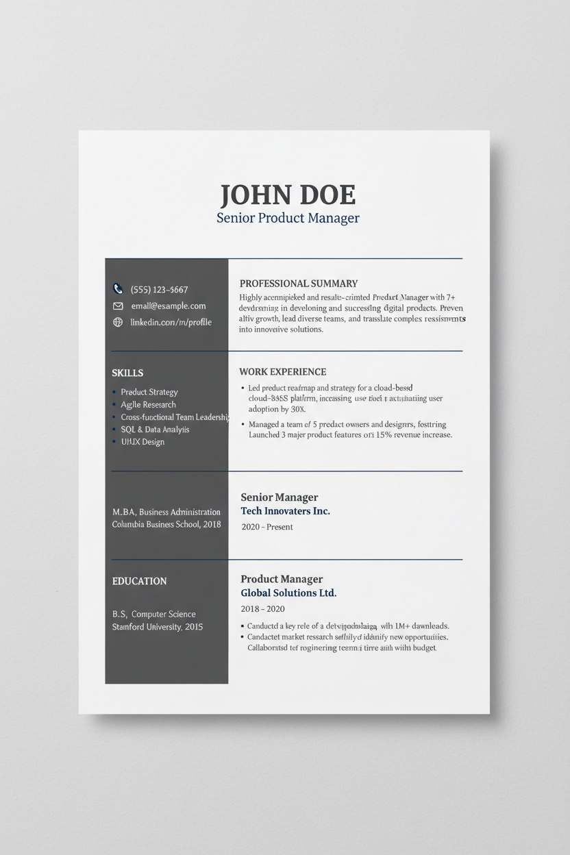 Professional resume template showing clean formatting and career highlights for job seekers