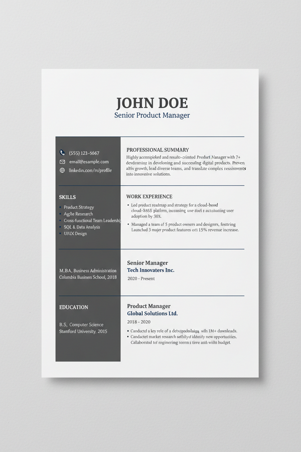 Professional resume template showing clean formatting and career highlights for job seekers