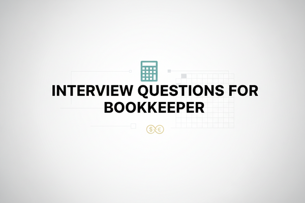 Bookkeeper job interview setting with financial documents, laptop, and accounting software on desk