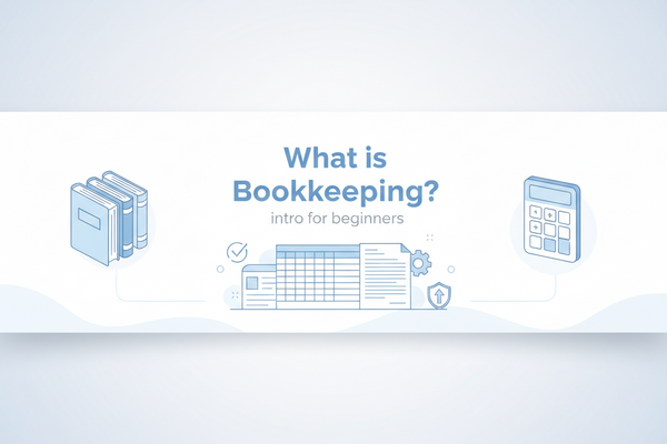 Bookkeeping basics showing financial ledger, receipts, and transaction records for small business management